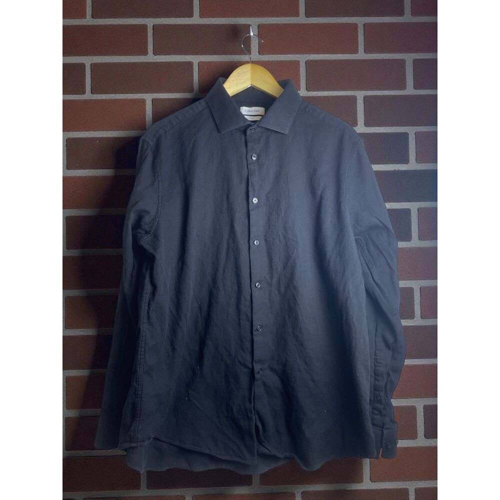 Calvin Klein Slim Fit Long Sleeve Button-Up Shirt – Black – Size XL (17½ 34/35)